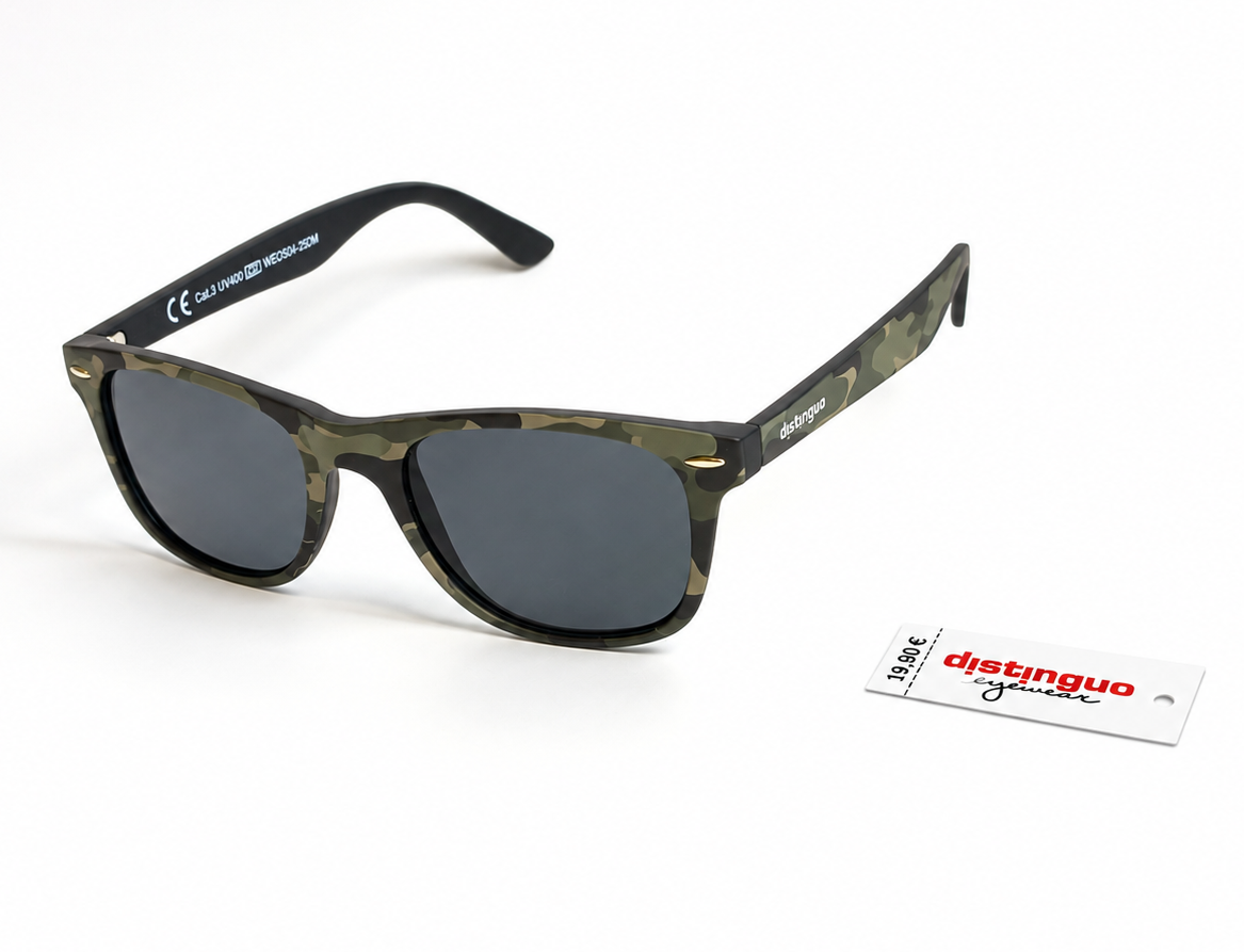 Distinguo 504.6 Occhiali da Sole Classico 2 UV400 – Mimetico Verde, Lenti Grigie