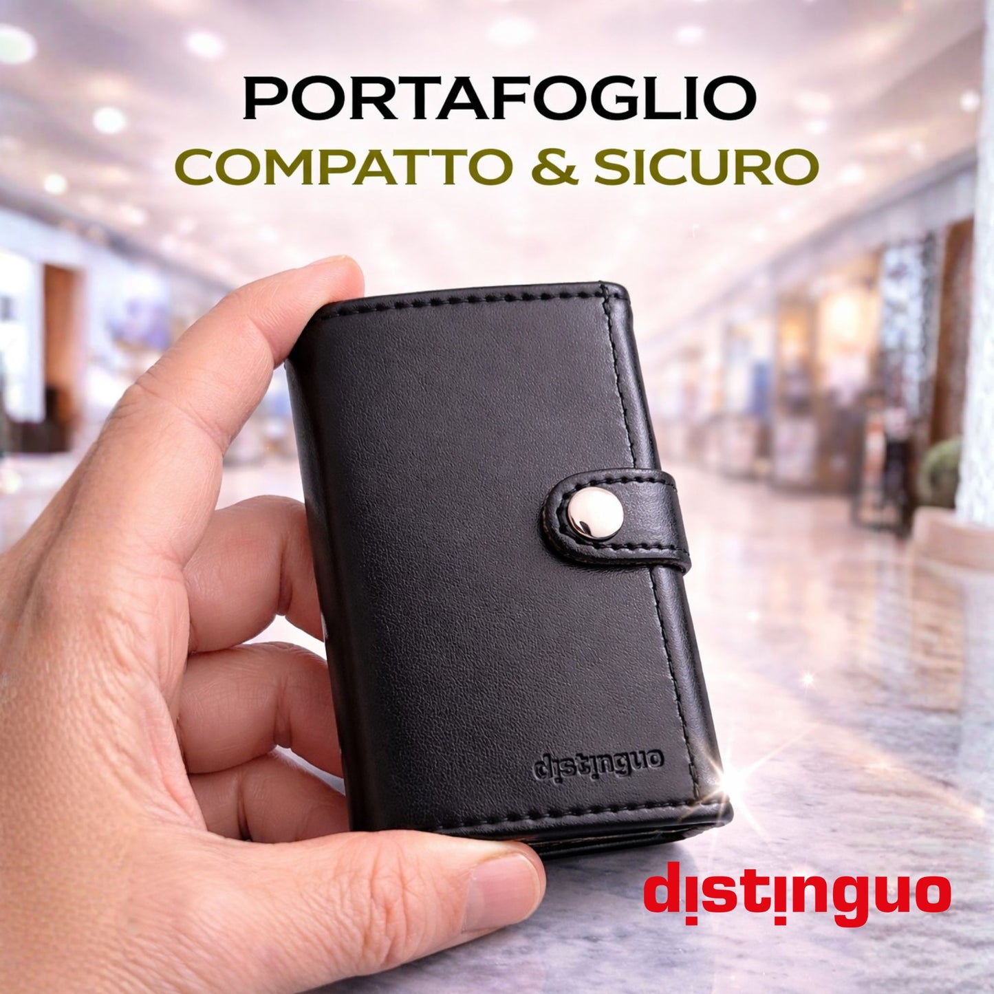 Distinguo 02 — Portafoglio Pop Up RFID con Portamonete