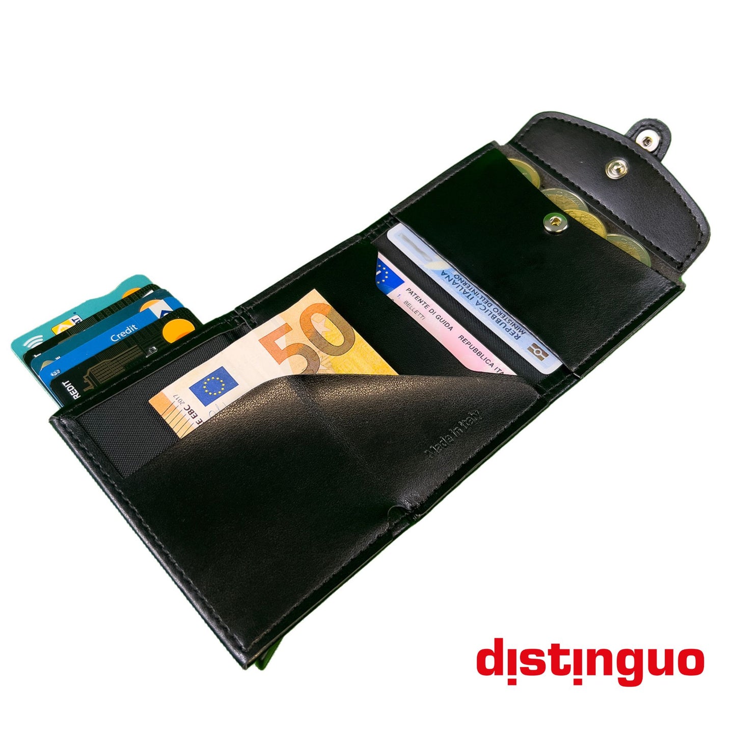 Distinguo 02 — Portafoglio Pop Up RFID con Portamonete