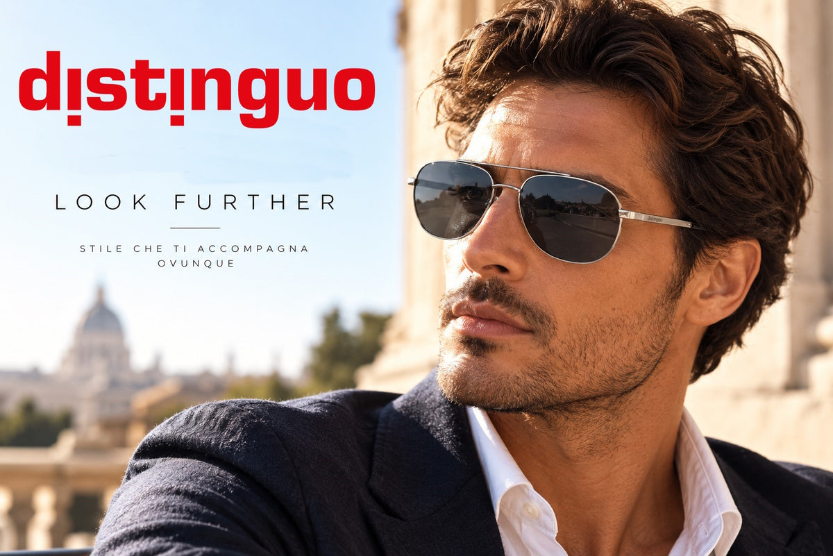 Distinguo 500.1 Occhiali da Sole Aviator Tubular – Argento, Lenti Grigie