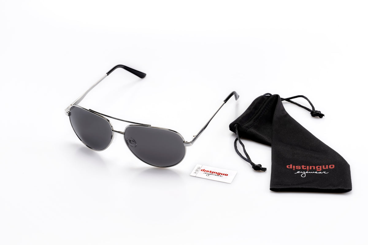 Distinguo 500.1 Occhiali da Sole Aviator Tubular – Argento, Lenti Grigie