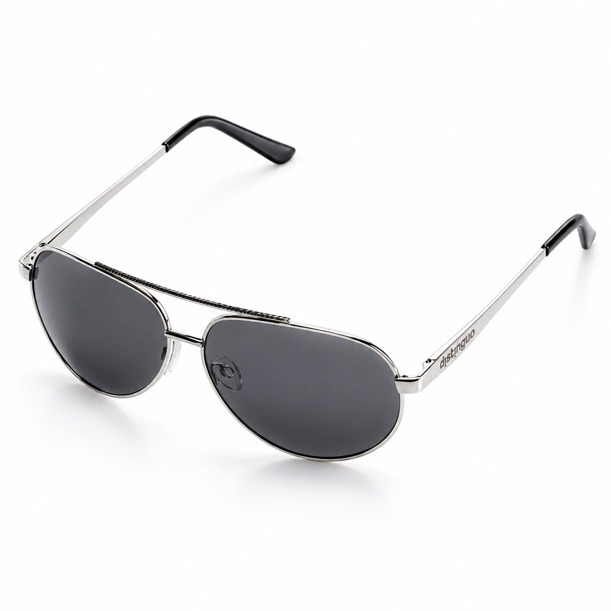 Distinguo 500.1 Occhiali da Sole Aviator Tubular – Argento, Lenti Grigie