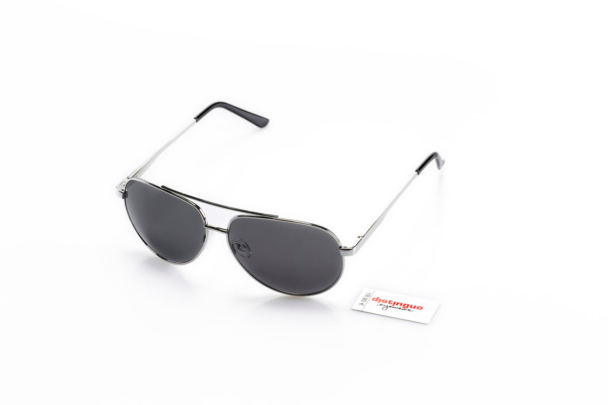 Distinguo 500.1 Occhiali da Sole Aviator Tubular – Argento, Lenti Grigie