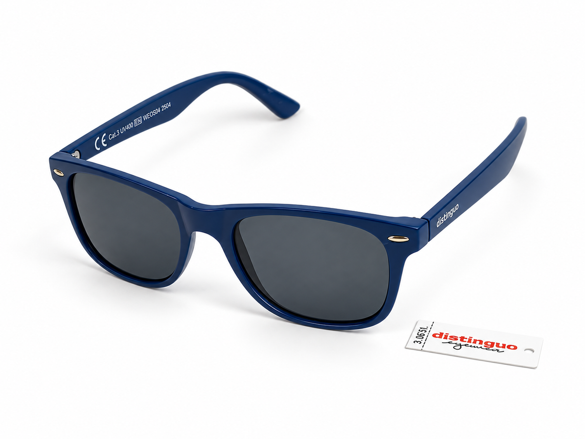 Distinguo 504.5 Occhiali da Sole Classico 2 UV400 – Blu Opaco, Lenti Grigie