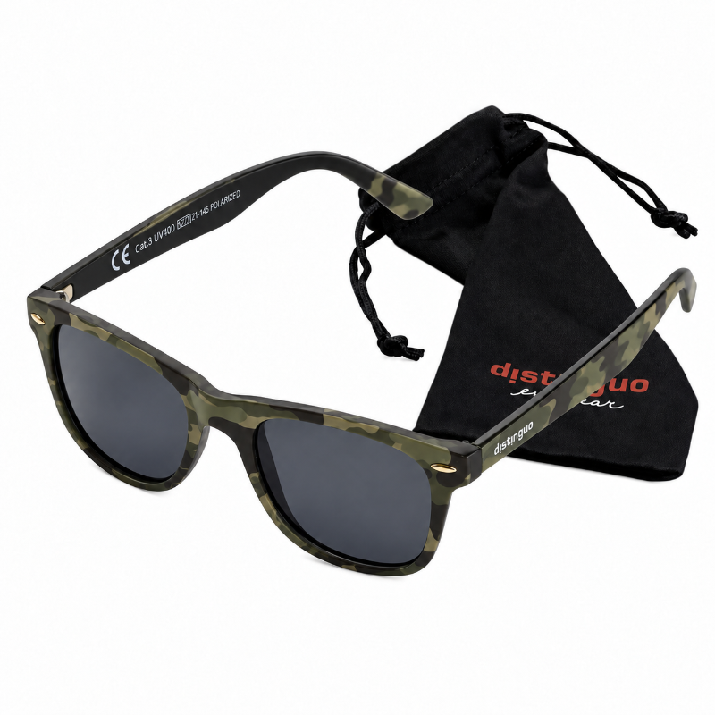 Distinguo 504.6 Occhiali da Sole Classico 2 UV400 – Mimetico Verde, Lenti Grigie