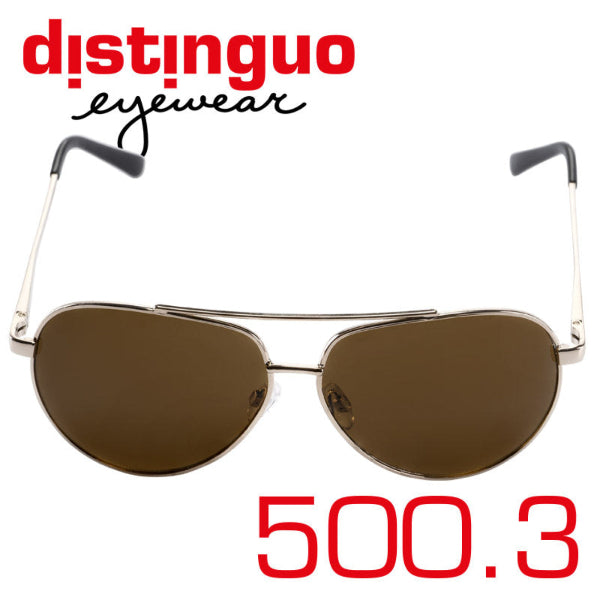 Distinguo 500.3 Occhiali da Sole Aviator Tubular – Oro, Lenti Marroni