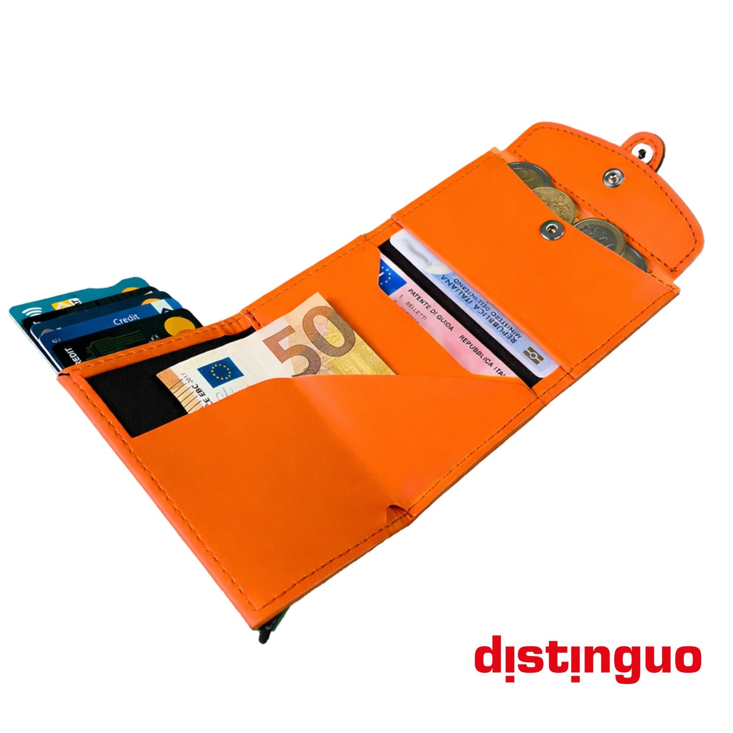 Distinguo 02 — Portafoglio Pop Up RFID con Portamonete