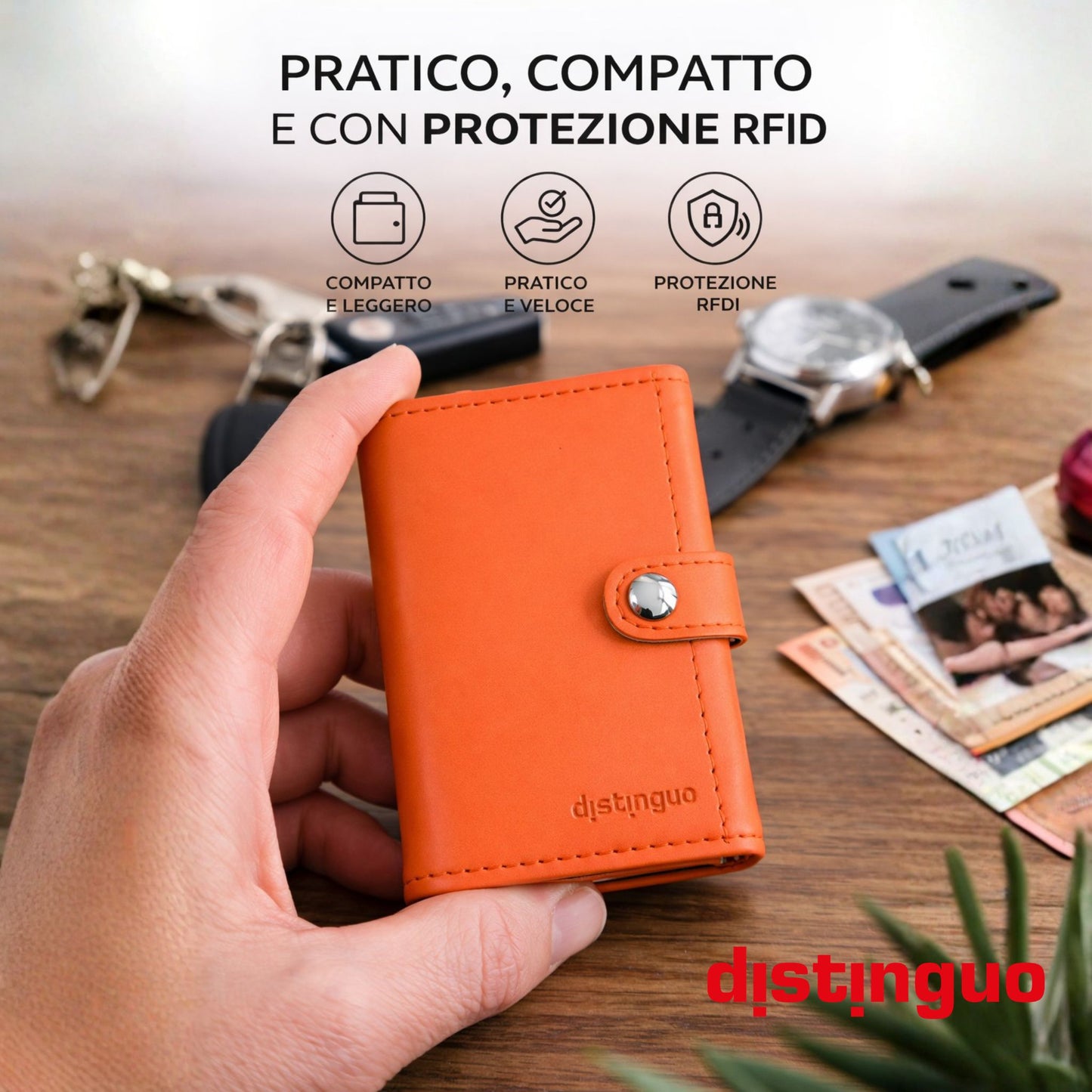 Distinguo 02 — Portafoglio Pop Up RFID con Portamonete