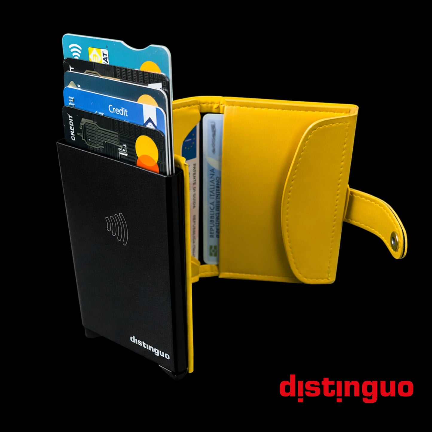 Distinguo 02 — Portafoglio Pop Up RFID con Portamonete