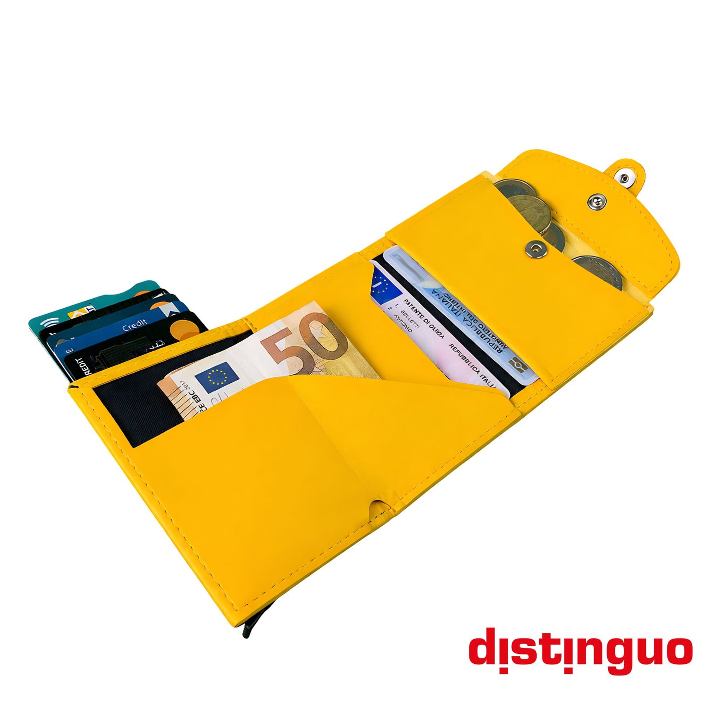 Distinguo 02 — Portafoglio Pop Up RFID con Portamonete