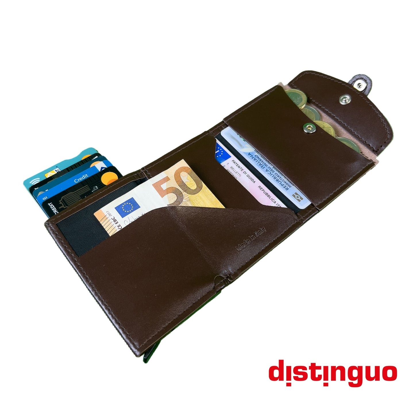 Distinguo 02 — Portafoglio Pop Up RFID con Portamonete