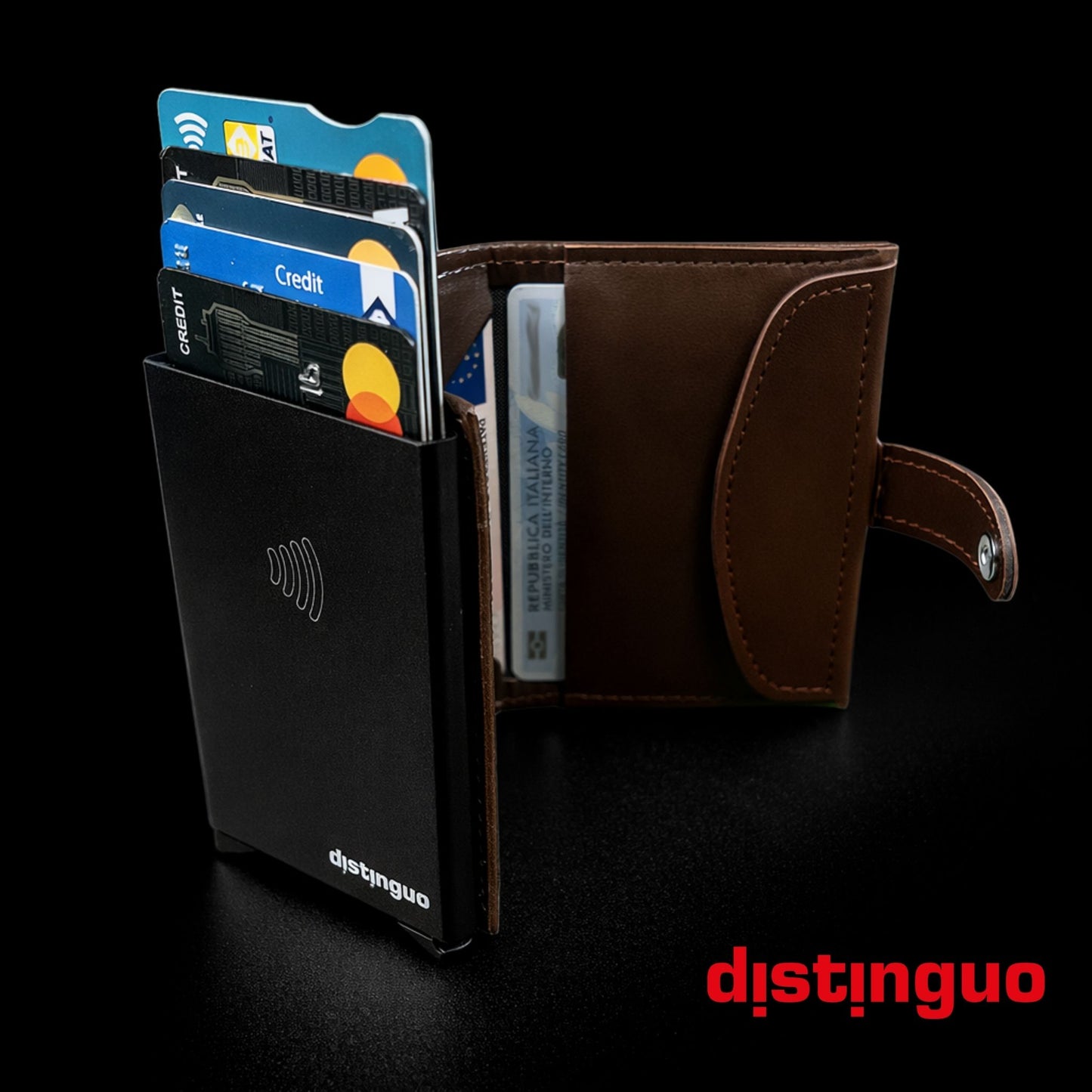 Distinguo 02 — Portafoglio Pop Up RFID con Portamonete