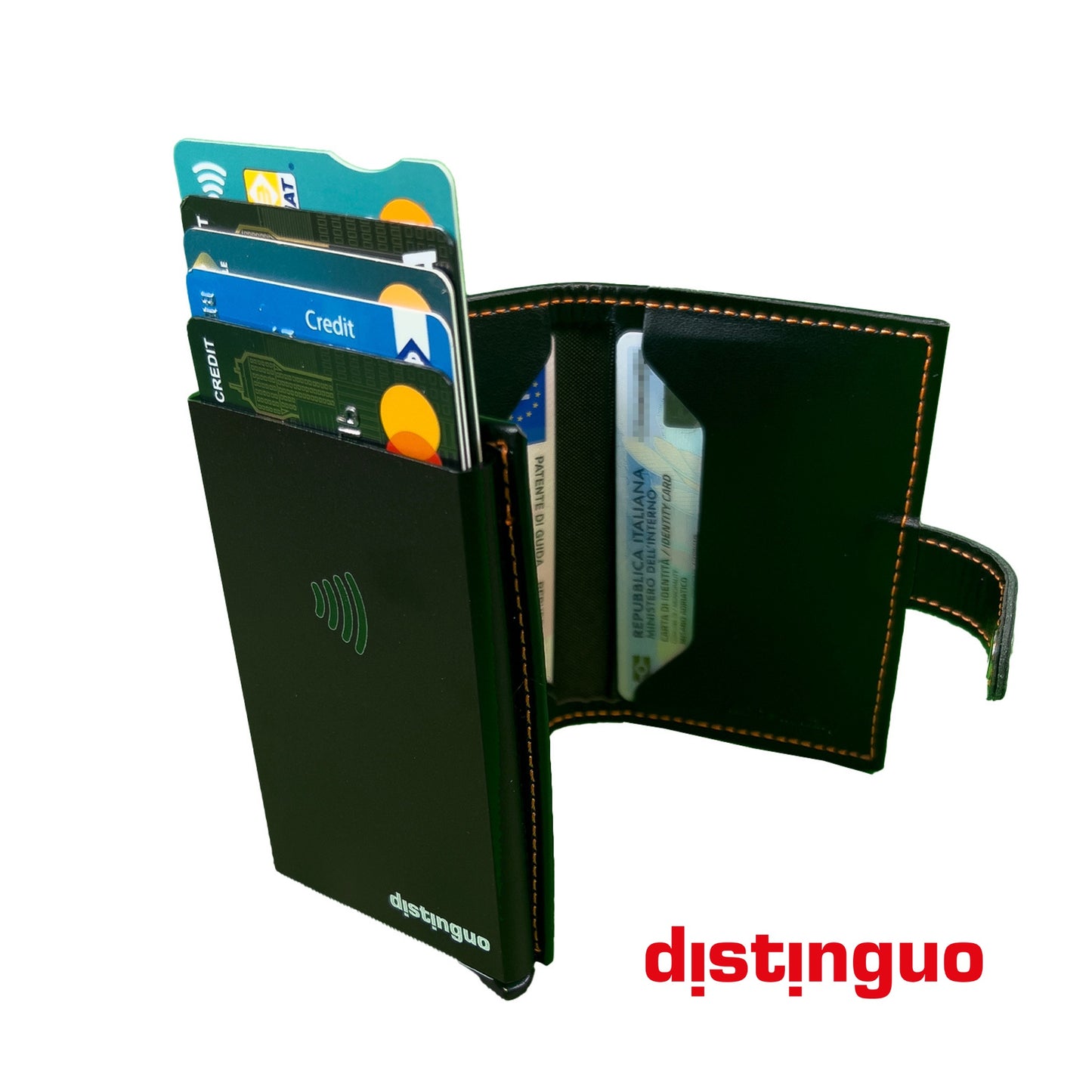 Distinguo 01 — Portafoglio Pop Up RFID Anti Clonazione
