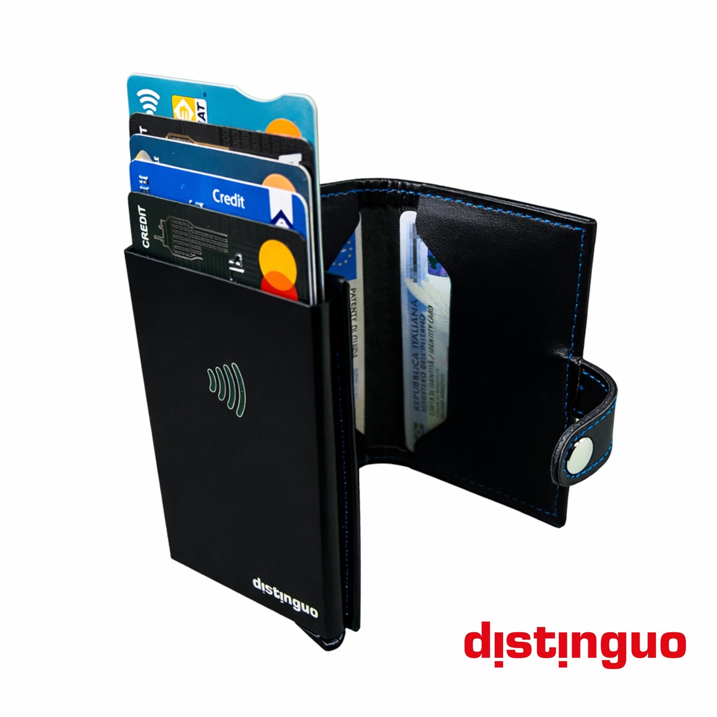 Distinguo 01 — Portafoglio Pop Up RFID Anti Clonazione