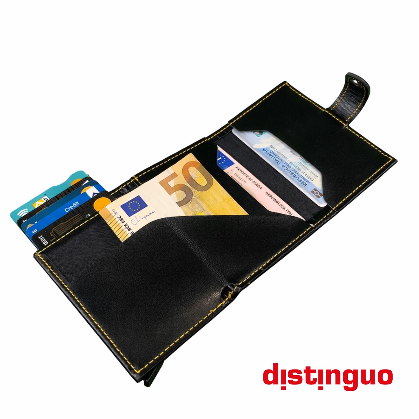 Distinguo 01 — Portafoglio Pop Up RFID Anti Clonazione