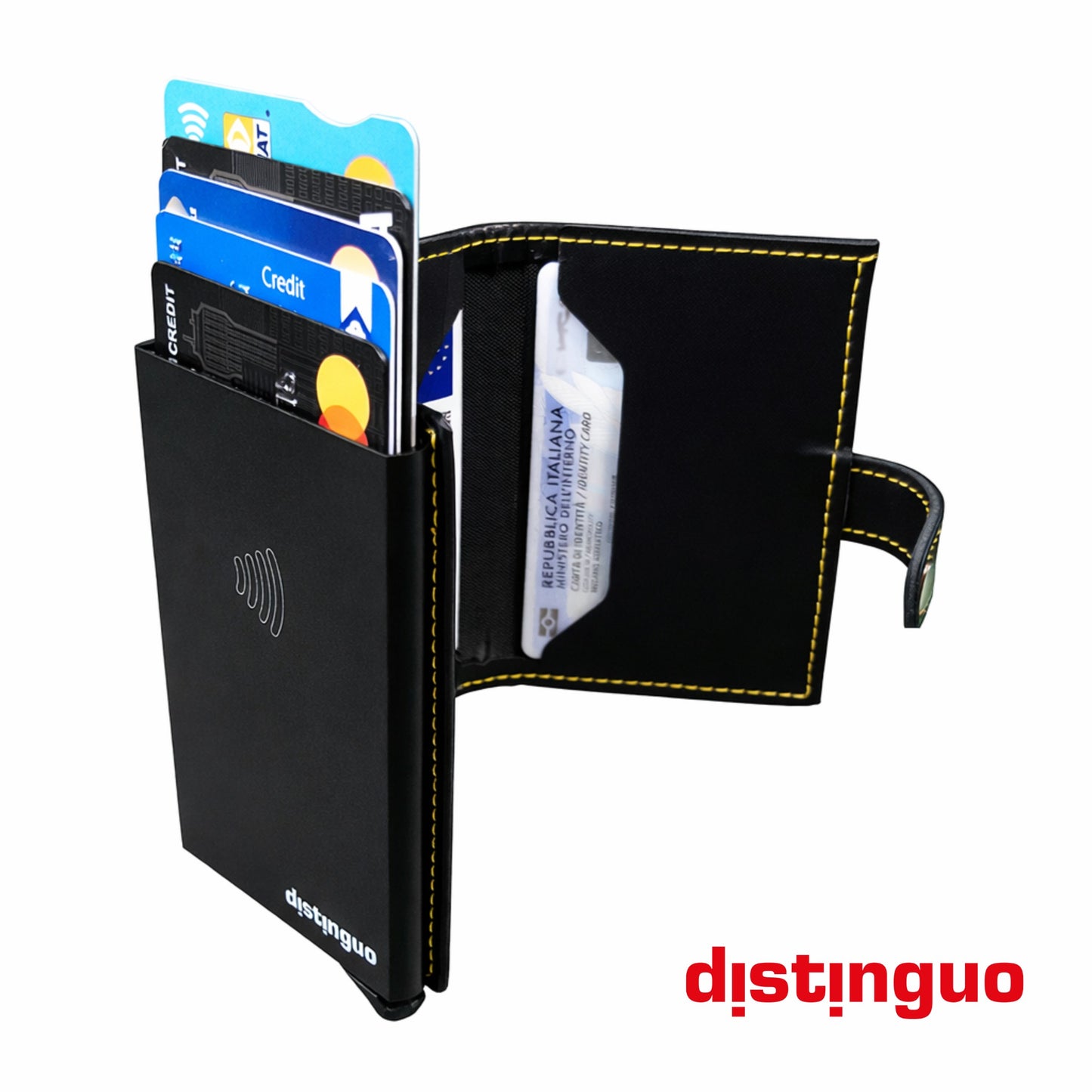 Distinguo 01 — Portafoglio Pop Up RFID Anti Clonazione