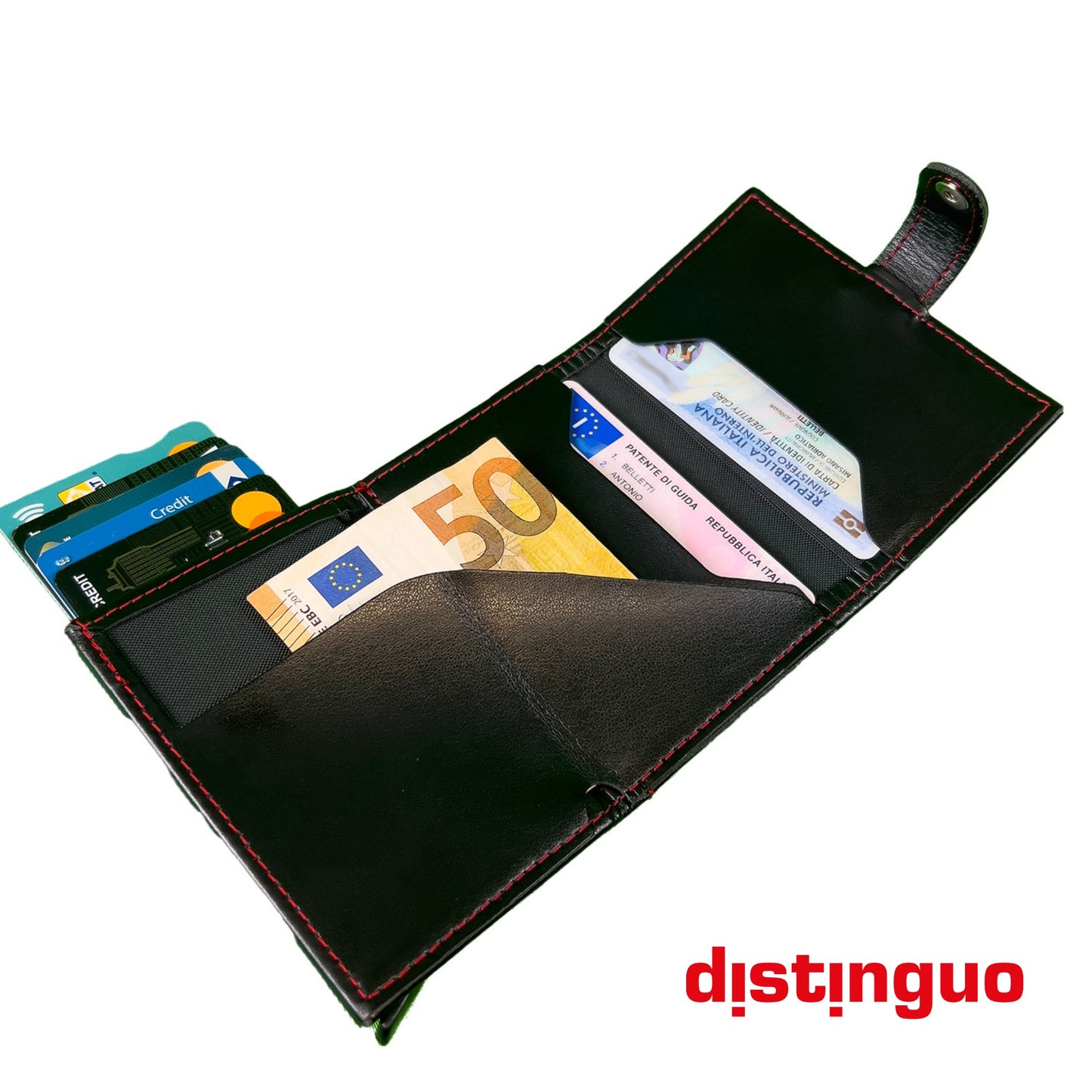 Distinguo 01 — Portafoglio Pop Up RFID Anti Clonazione