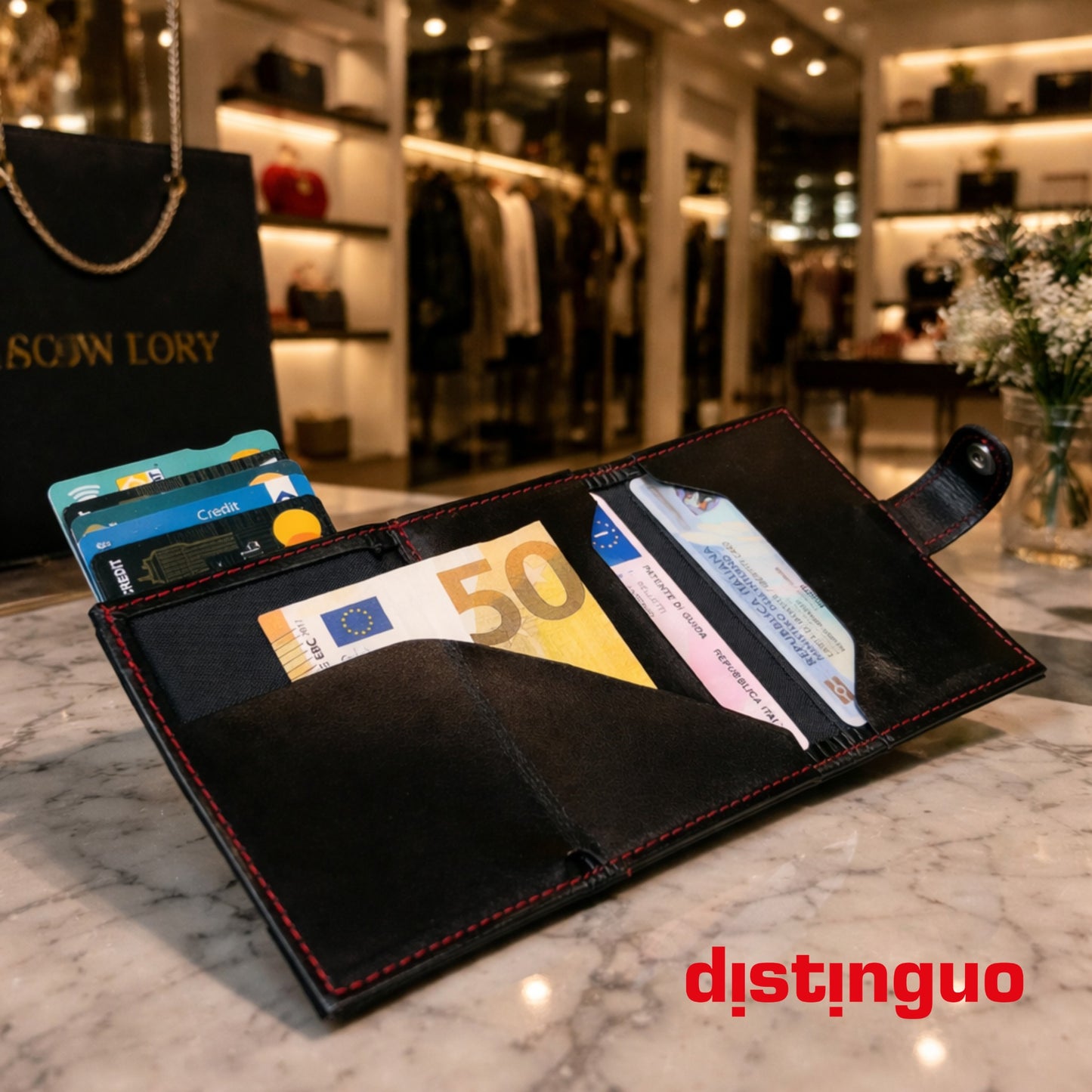 Distinguo 01 — Portafoglio Pop Up RFID Anti Clonazione