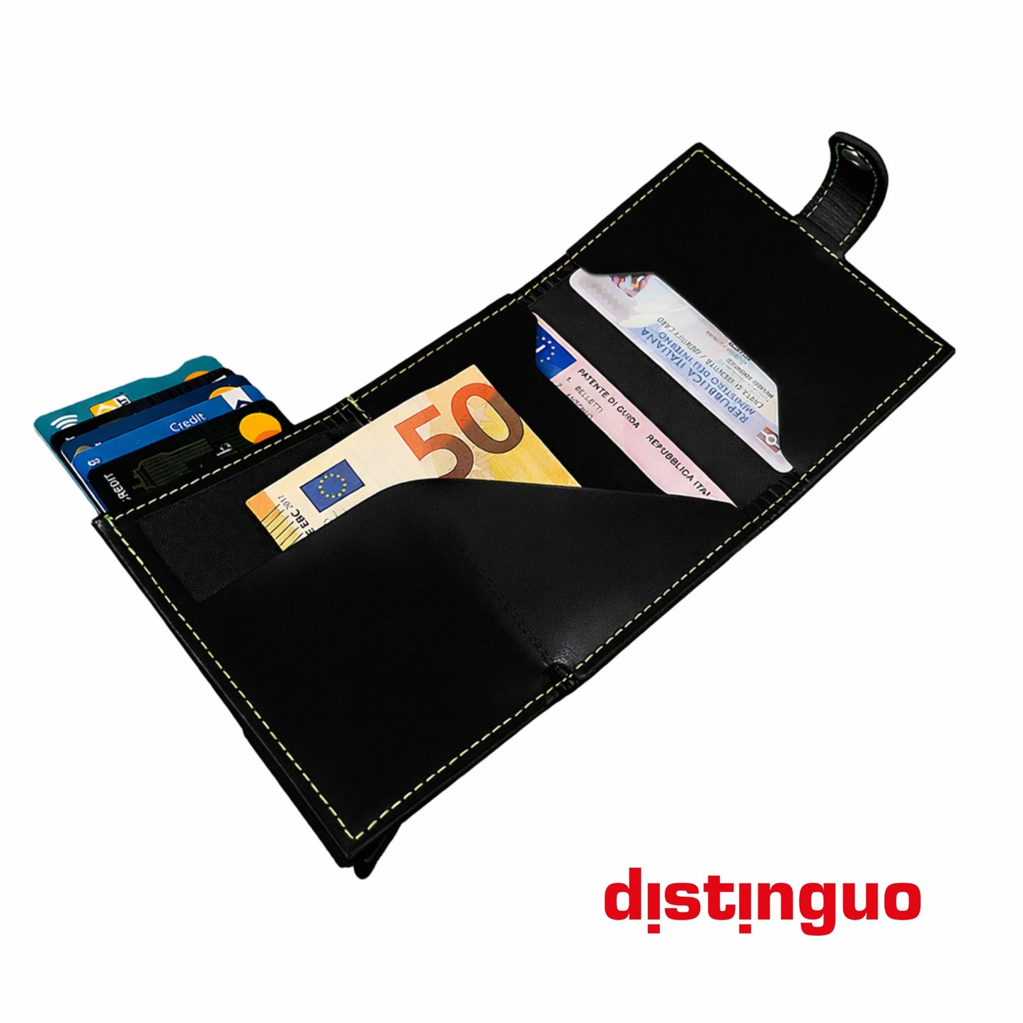 Distinguo 01 — Portafoglio Pop Up RFID Anti Clonazione
