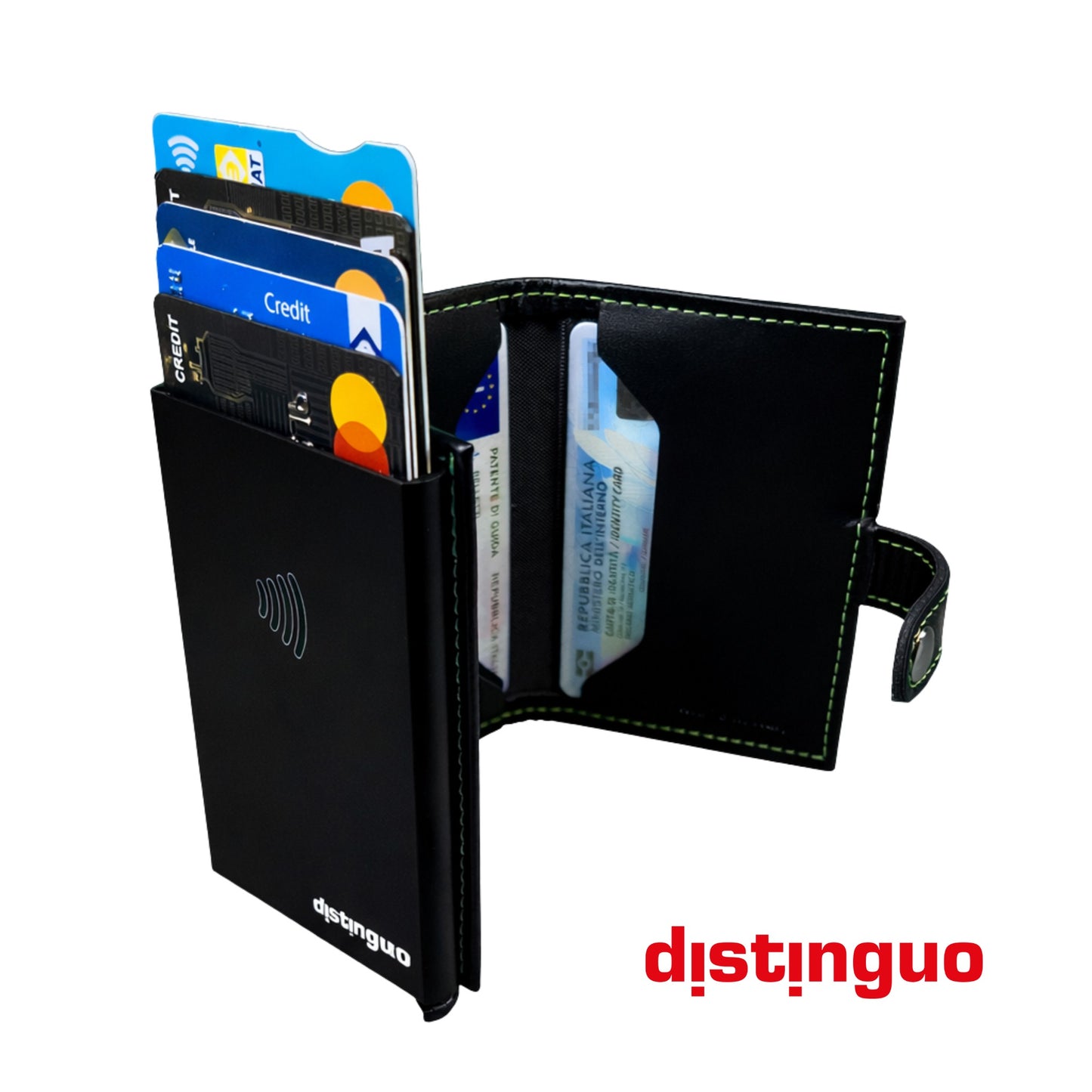 Distinguo 01 — Portafoglio Pop Up RFID Anti Clonazione