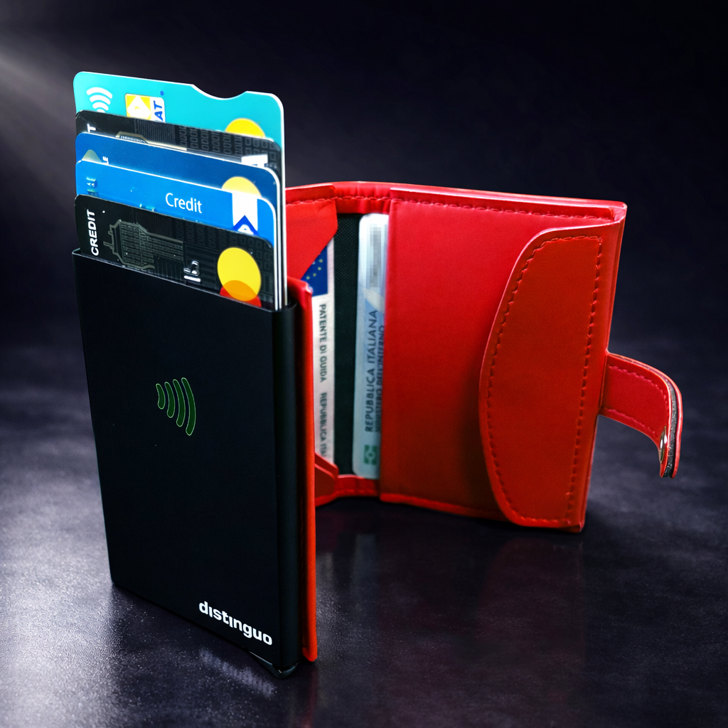 Distinguo 02 — Portafoglio Pop Up RFID con Portamonete